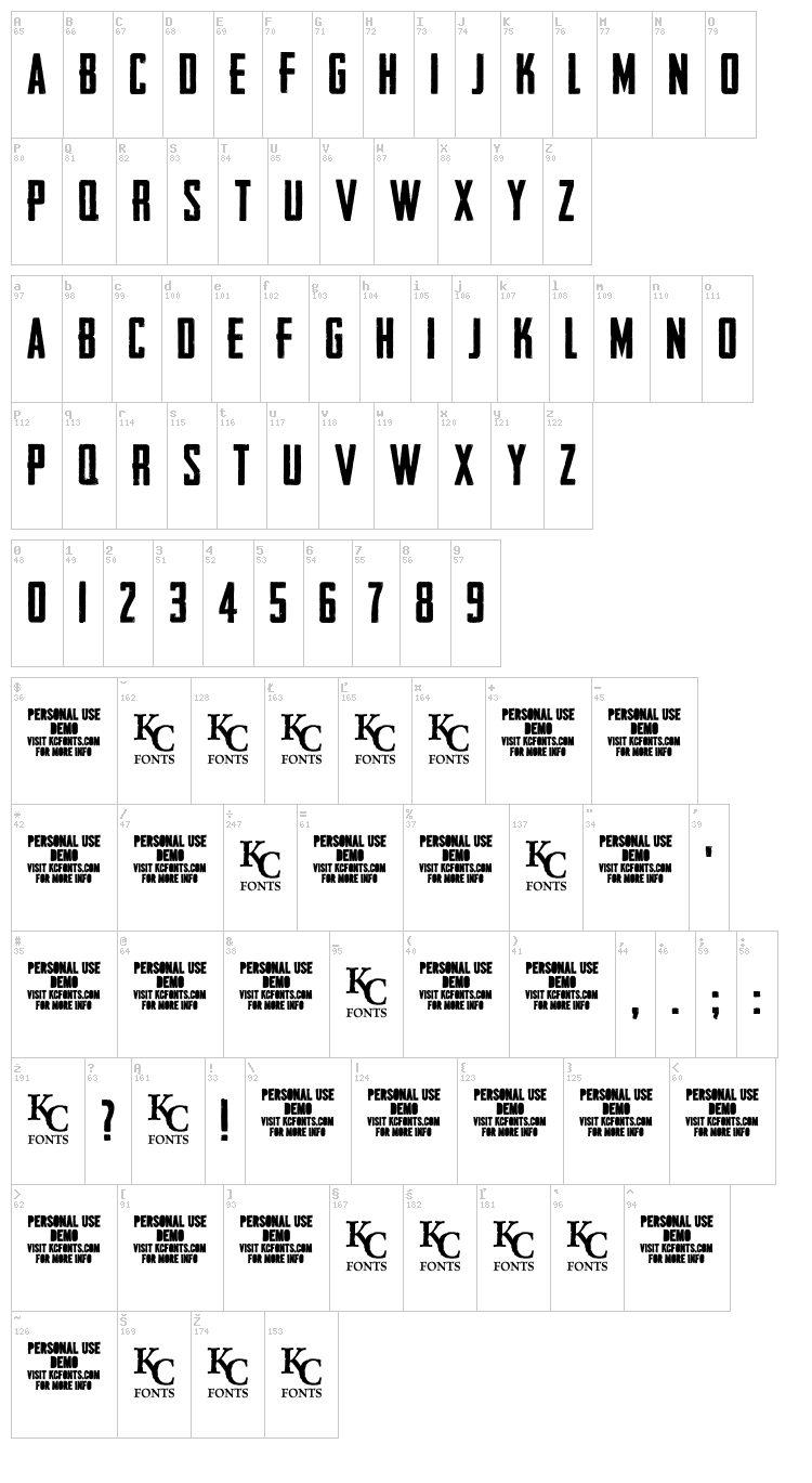 Headliner No. 45 font map